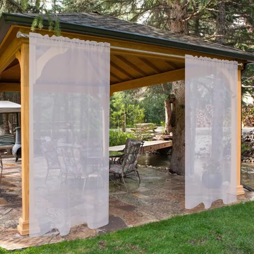 Vista 11 de SpaceDresser - Cortinas transparentes impermeables para exterior para patio - 2 paneles con bolsillo para barra, cortinas de gasa transparentes