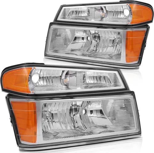 Vista 26 de Conjunto de faros delanteros para Chevy Avalanche 1500 2003-2006 para Avalanche 2500 03-06 para 1500 Classic 2007 carcasa negra reflector ámbar