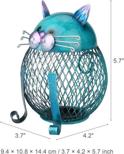 Vista 3 de Alcancía de metal para adultos, banco de dinero de animales con tapa inferior, regalos creativos y prácticos para gatos amantes de los gatos