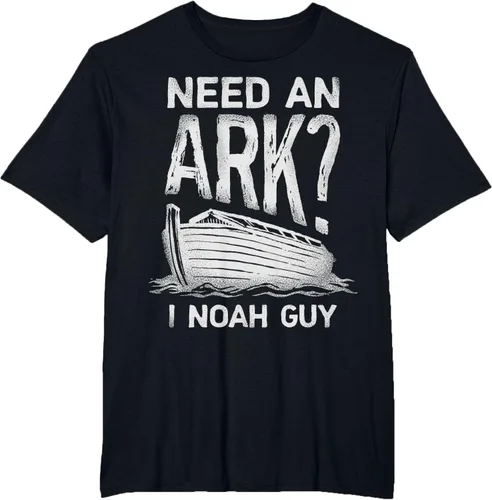 Vista 34 de Need an Ark I Noah Guy Funny Christian Men Women Pun Humour T-Shirt Negro
