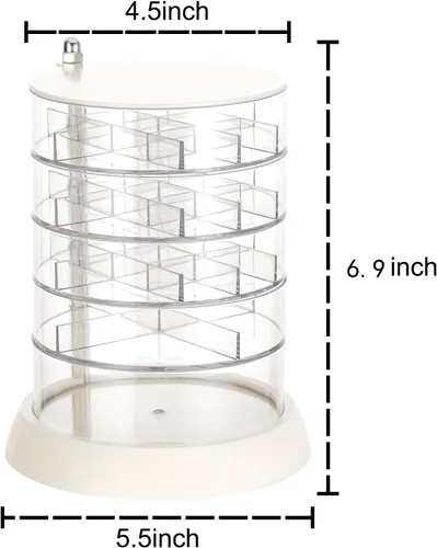 Vista 2 de Cq acrylic 360 Degree Rotating Jewelry Box,Small Jewelry Storage Box Earring Holder for Women,5 Layer Travel Jewelry Case With Lid,Mini Jewelry Case