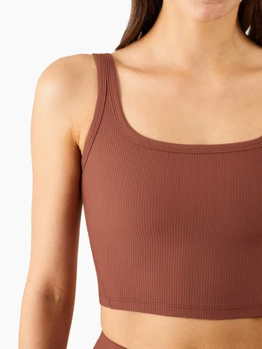 Vista 3 de KIKIWING - Sujetador deportivo sin costuras para mujer, camiseta corta sin mangas para mujer, sujetador deportivo con forro largo, acanalado, top
