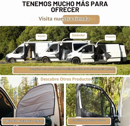 Vista 9 de Living in a Bubble Van Bug - Pantalla para techo estándar Mercedes Sprinter y Ford Transit y High Roof RAM Promaster, mosquitero de puerta lateral