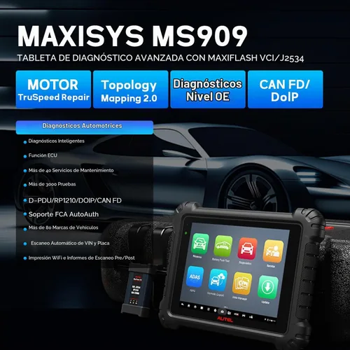 Vista 2 de Autel Escáner MaxiSys MS909, Motor TruSpeed Igual que la herramienta de diagnóstico MS919 Ultra, hasta MS908S PRO II, codificación y programación
