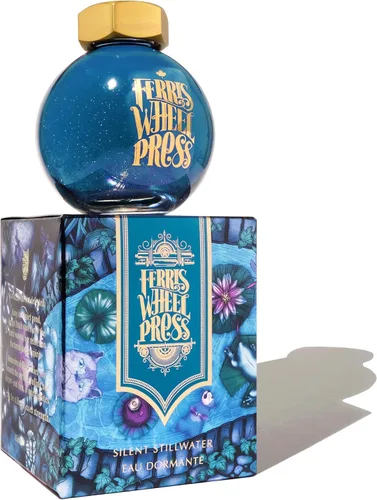 Vista 20 de Ferris Wheel Press Tinta, Ferritales Edición Limitada, La Sinfonía Crepúsculo, Índigo con Brillo Azul, Botella de Tinta para Pluma Estilográfica