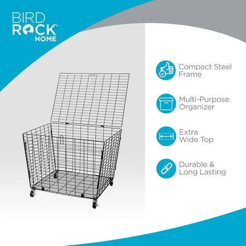 Vista 5 de BIRDROCK HOME Organizador de cesta de pelotas deportivas con ruedas y ruedas resistentes, ideal para baloncesto, fútbol, béisbol, armario