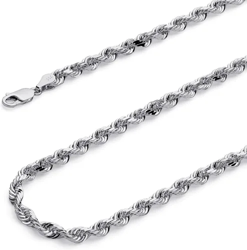 Vista 14 de Collar de cadena de cuerda de corte de diamante de 14 quilates con corte de diamante macizo de 0.157 in, 0.118 in, 0.098 in, 0.079 in, 0.059 in