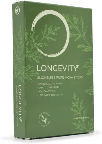 Vista 2 de Longevity Pure - Palitos de moxa sin humo, con agujero en el centro (5 por caja), 1 caja