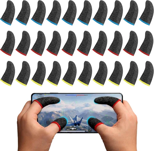 Vista 9 de Geyoga 40 fundas para dedos para juegos para pulgares, protector de dedos para juegos móviles (negro)
