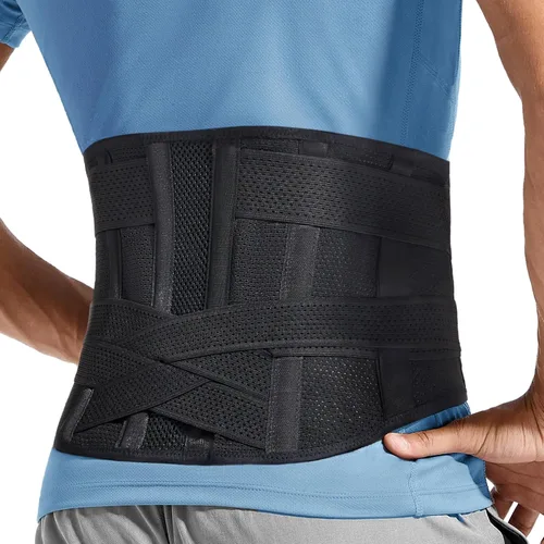Vista 6 de Soporte de espalda ajustable para dolor de espalda baja y alivio de la ciática, cinturón de soporte lumbar unisex para hernia de disco, corrección