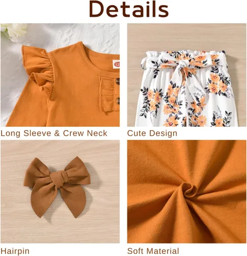 Vista 4 de Aalizzwell Traje de otoño para niñas pequeñas con horquilla