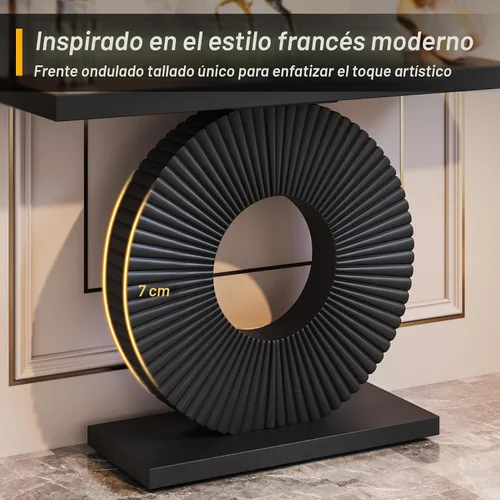 Vista 7 de Tribesigns Mesa consola moderna con base geométrica, mesa de entrada de madera de 40 pulgadas, mesa de sofá estrecha y larga, mesa decorativa