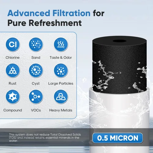 Vista 2 de PUREPLUS Filtro de agua para debajo del fregadero, 22000 galones, 99.99% de reducción de cloro, certificado NSF/ANSI 42, sistema de filtración