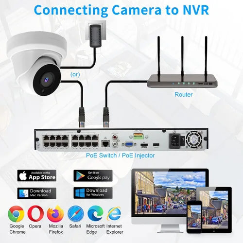 Vista 6 de Cámara de torreta IP PoE de 5MP para exteriores, cámara domo