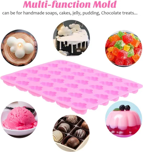 Vista 7 de Kichvoe Molde de silicona con forma de nube de 36 cavidades, multifunción, para caramelos, gelatina, chocolate, antiadherente, resistente al calor