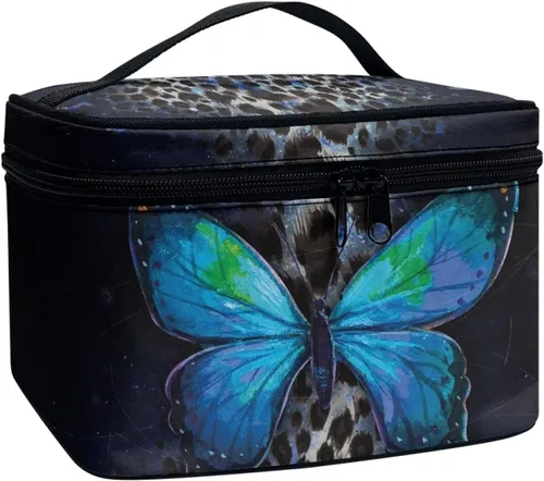Vista 9 de doginthehole Bolsa de maquillaje, bolsa de cosméticos de viaje, bolsa de aseo portátil grande, organizador de accesorios para mujeres y niñas