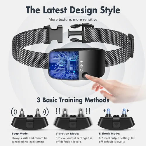 Vista 2 de NBJU - Collar antiladridos para perros, collar de adiestramiento antiladridos recargable, con 7 niveles de vibración ajustables de sensibilidad e