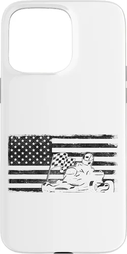 Vista 28 de iPhone 16 Go Kart Racing American Flag Vintage Case
