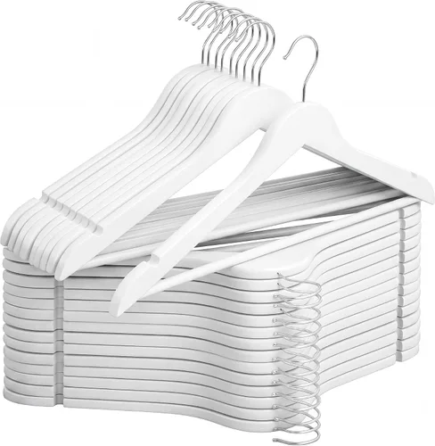 Vista 12 de StorageWorks - Paquete de 20 perchas de madera para abrigos, camisas, chaquetas, pantalones y trajes, color cereza oscuro