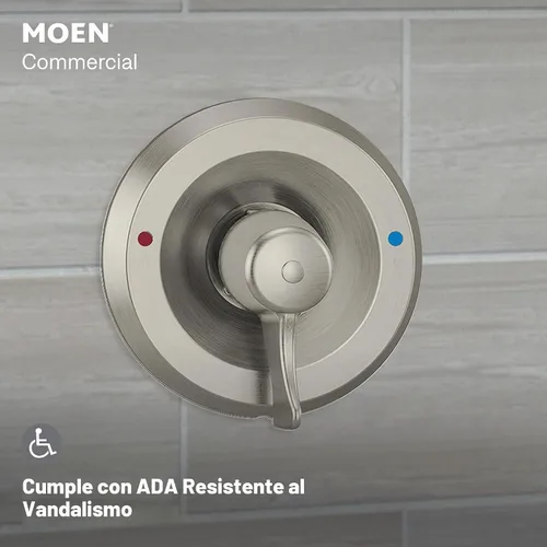 Vista 5 de Moen Sistema de Ducha Comercial Classic Posi Temp con Ducha de Mano para Baño, Válvula Requerida, Acabado Níquel Cepillado, T8342EP15CBN