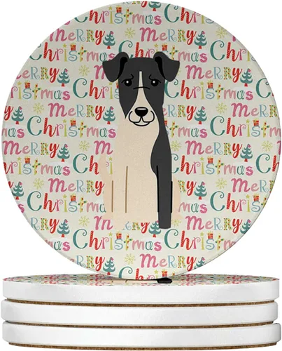Vista 176 de Abyssinian Sand Terrier Merry Christmas - Posavasos grandes de piedra arenisca (4 unidades)