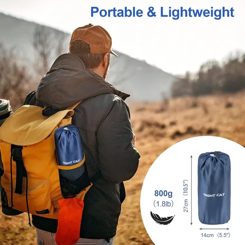 Vista 5 de Night Cat Colchonetas Inflables para Dormir con Almohada y Bomba de Pie para Camping, Mochilero, Senderismo, Ultraligera, Compacta, Cómoda
