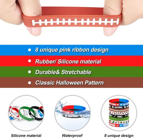 Vista 3 de Karenhi 96 pulseras de silicona para fiestas de fútbol, pulseras de goma a granel, accesorios de fútbol para decoración de fiesta de cumpleaños