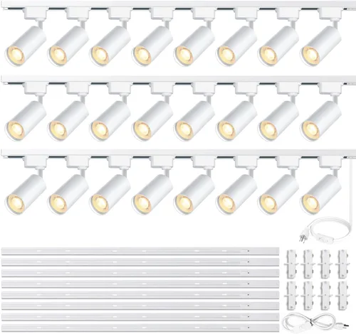 Vista 15 de Cabezales de iluminación de riel tipo H regulables blancos (sin rieles de riel), 6 piezas iluminadas 3000 K blanco cálido 20 W 2400 lm