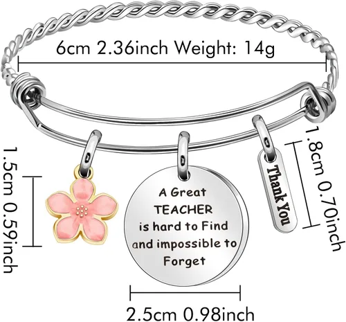 Vista 3 de JQFEN Regalos para profesores, pulsera para profesores, joyería para mujeres, regalos de agradecimiento para el día del profesor, Metal, no conocido