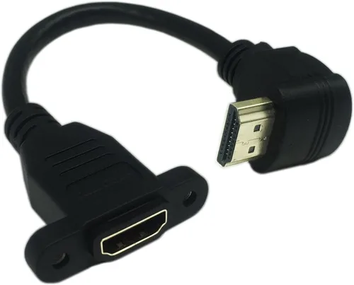 Vista 7 de CERRXIAN Cable de extensión HDMI 2.0 de alta velocidad de 5.9 in y 6 pulgadas en ángulo recto HDMI macho a hembra con orificio para tornillo