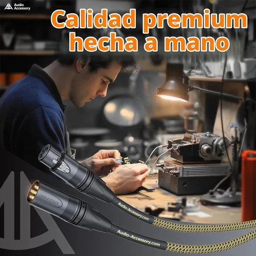 Vista 6 de AA AUDIO ACCESSORY Serie Oro Cables XLR Star Quad de 1.5 pies, Conectores Neutrik, Cable de micrófono 19AWG, Cable de micrófono trenzado en nylon