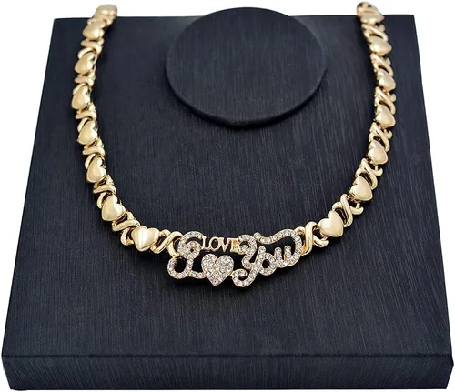 Vista 5 de Giffor Colección de collares de amor rellenos de oro de 14 quilates, juego de joyas para dama de honor, boda, joyería de mujer, aretes, pulseras