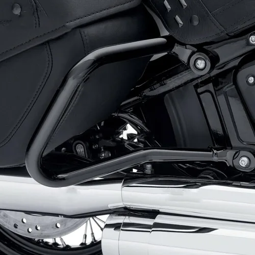 Vista 9 de Barra de choque de protección de alforja trasera negra compatible con Harley Softail FLHC FLHCS 2018+ [P/N: TGHD-SG09-BK]