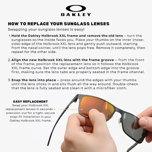 Vista 5 de Oakley Lentes de repuesto originales Holbrook XXL con kit de limpieza