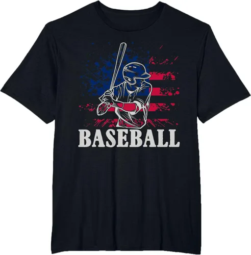 Vista 42 de Camiseta de béisbol deportiva estadounidense con bandera estadounidense, Negro, S