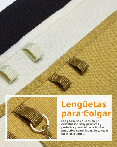 Vista 5 de Delantal de cintura de trabajo de lona con 3 bolsillos