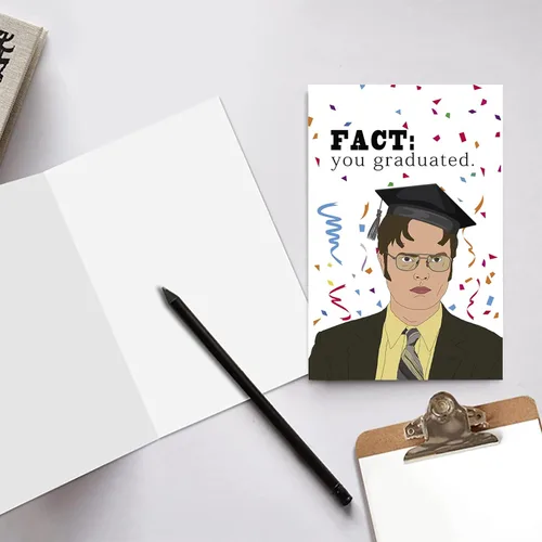 Vista 3 de BENNLOOS Divertida tarjeta de graduación de regalo para él y ella, divertida tarjeta de graduación de la oficina de Dwight, The Office Fact: You