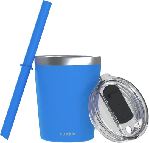 Vista 47 de CUPKIN - Taza apilable de acero inoxidable para niños, taza para batidos, tazas aisladas con recubrimiento en polvo, tapa libre de BPA y pajilla