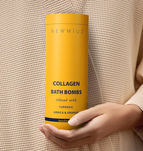 Vista 6 de Bombas de baño de colágeno, regalo de espuma de baño de lujo, para hidratación de piel seca, hidratante, cúrcuma, árnica, naranja, aceite esencial