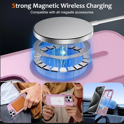 Vista 584 de Anuck - Funda magnética para iPhone 11 compatible con MagSafe, carcasa trasera mate translúcida dura, borde de TPU, delgada, resistente a impactos
