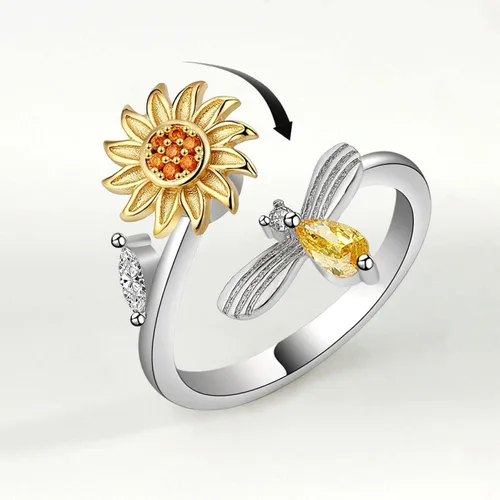 Vista 2 de Nuevo anillo giratorio de girasol para mujer