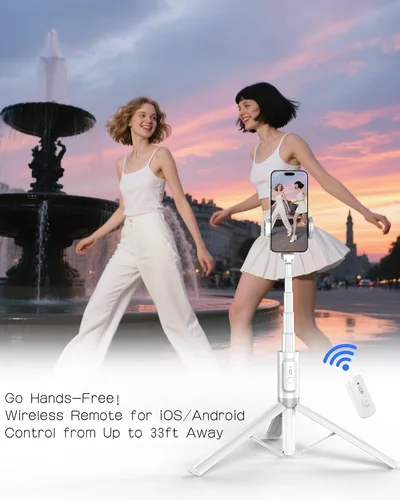 Vista 5 de Trípode para selfie Stick – Trípode para iPhone con control remoto, soporte ligero para teléfono Android, soporte extensible compatible con todos