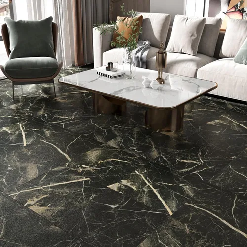 Vista 5 de Azulejos de mármol negro mate para despegar y pegar, láminas de vinilo impermeables para baño, baldosas de mármol negro, 5 unidades autoadhesivas