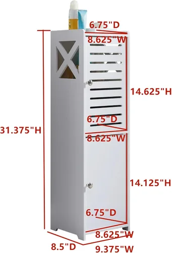 Vista 2 de KB Designs Unidad organizadora de gabinete de almacenamiento de baño independiente blanco con 2 puertas