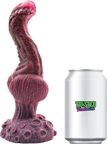 Vista 4 de Dominus - Consolador con ventosa anudada, combinación de colores rosa/negro, hecho a mano en los Estados Unidos, juguetes sexuales para adultos