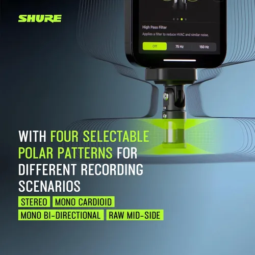 Vista 6 de Shure MV88 - Micrófono USB-C para grabación móvil, micrófono portátil para vlogging con modo de nivel automático, desenoiser en tiempo real