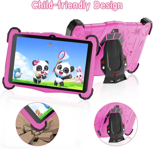 Vista 15 de Fivahiva Tableta para niños de 7 pulgadas, tableta Android 14 para niños, Octa-Core, 10 GB de RAM +64 GB de ROM 512 GB expandir, cámara dual Rosa