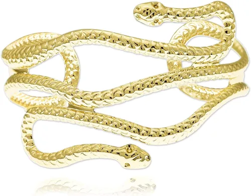 Vista 9 de RechicGu Elegante Egipto Cleopatra Remolino Serpiente Brazalete Abierto Pulsera 3.1 in Policarbonato Negro