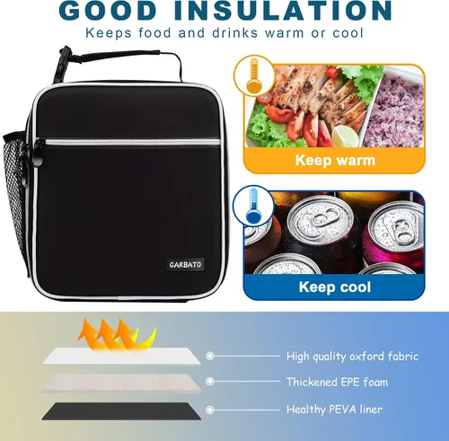 Vista 4 de Bolsa de almuerzo, caja de almuerzo aislada duradera, bolsa tipo tote reutilizable para adultos, bolsa de almuerzo para hombres, mujeres, adultos