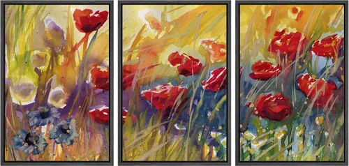 Vista 168 de wall26 Lienzo enmarcado para pared, juego de arte de acuarela pastel, paisaje rural, ilustraciones con formas abstractas, arte moderno, decorativo